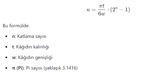 Kağıt Katlama Formülü