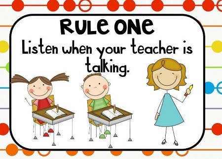 Resimli İngilizce Sınıf Kuralları (Classroom Rules)